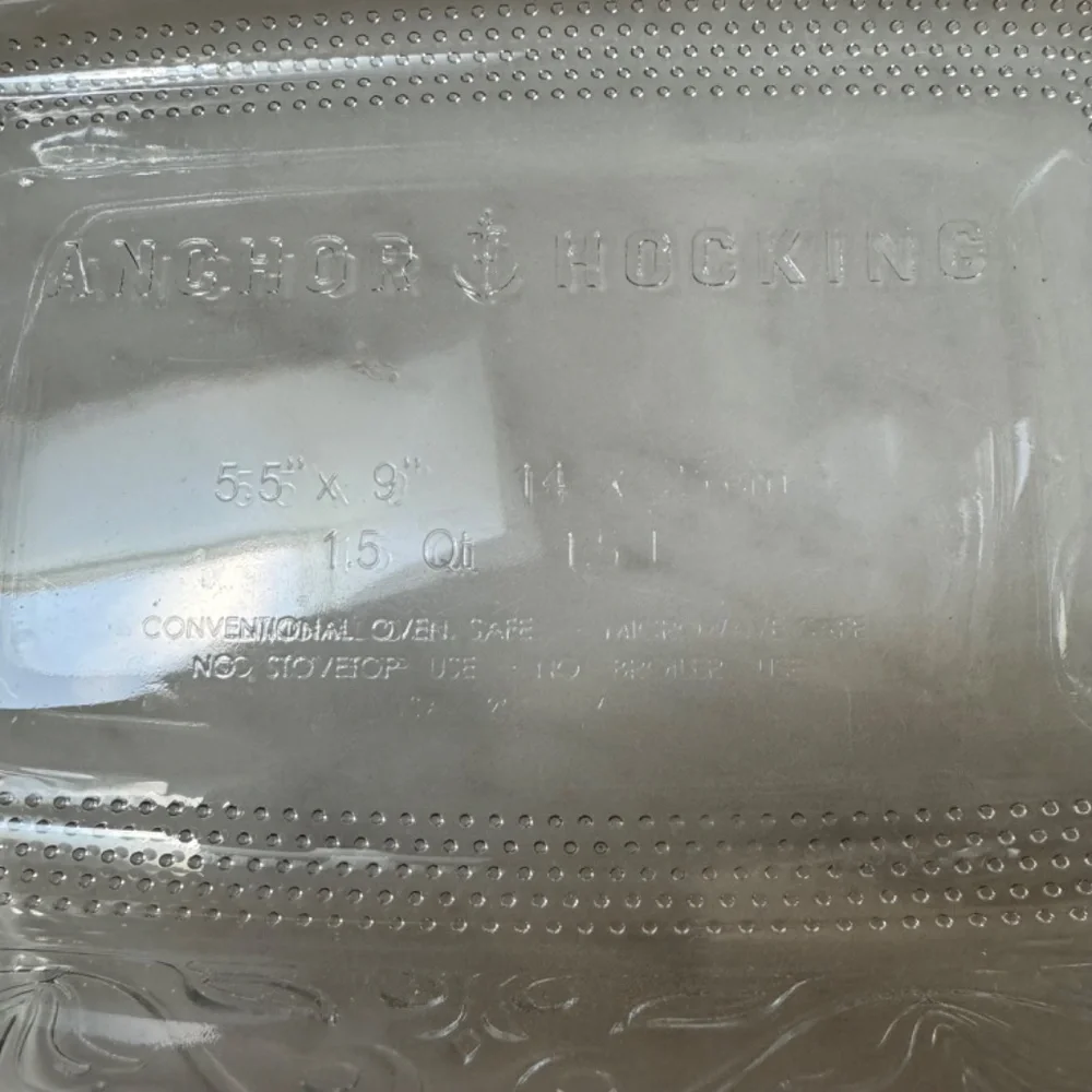 Anchor Hocking Clear Laurel Embossed Glass Loaf Pan 5.5" X 9" Inch 1.5 Qt USA - Picture 5 of 9